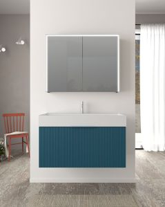 Mobile bagno sospeso Elite cm 90 blu avio plissé e lavabo