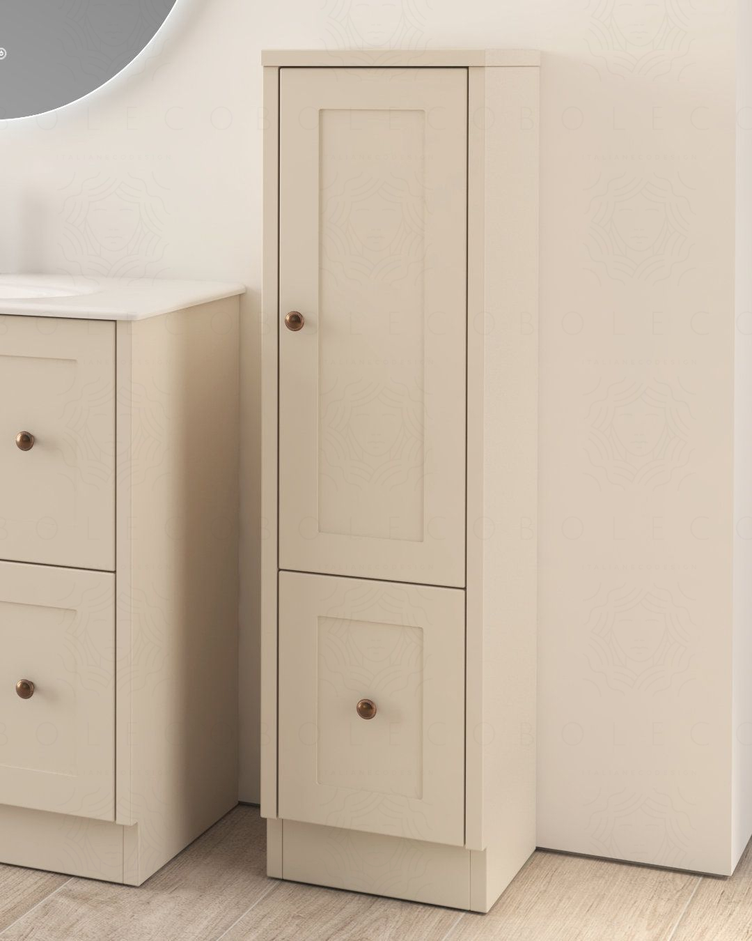 Colonna bagno a terra Matilde cotone cm 34x125 con 1 anta e 1 Colonna bagno a terra Matilde cotone cm 34x125 con 1 anta e 1