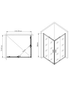 Box doccia rettangolare scorrevole 80x120 cm – cristallo
