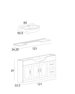 Mobile bagno a terra Claudia 120 cm bianco lucido e lavabo