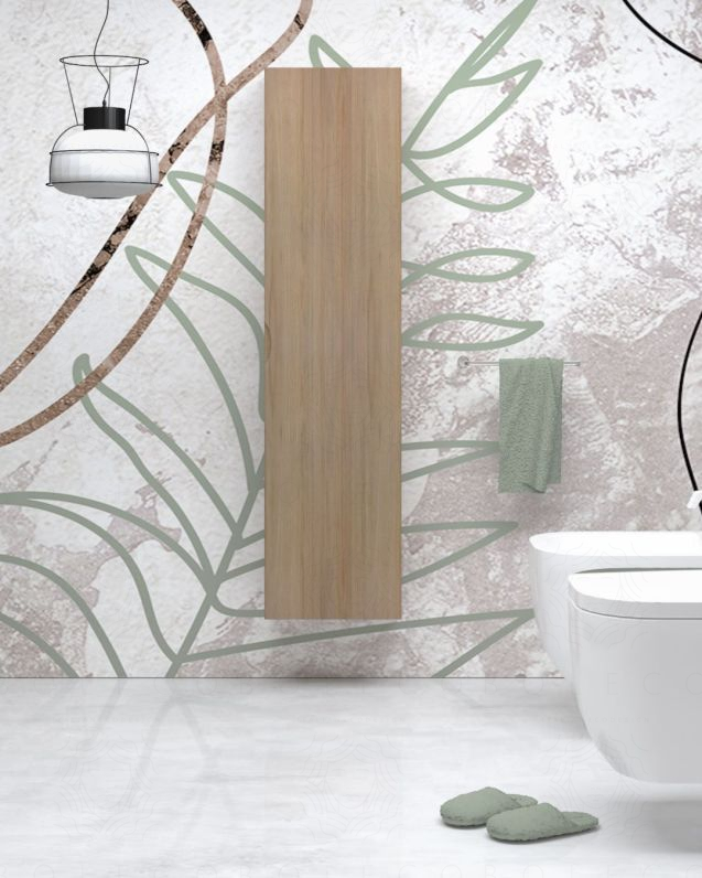 Colonna bagno sospesa cm 35x140 rovere naturale 1 anta soft Colonna bagno sospesa cm 35x140 rovere naturale 1 anta soft