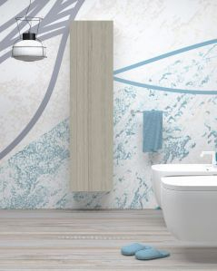 Colonna bagno sospesa cm 35x140 rovere grigio 1 anta soft close