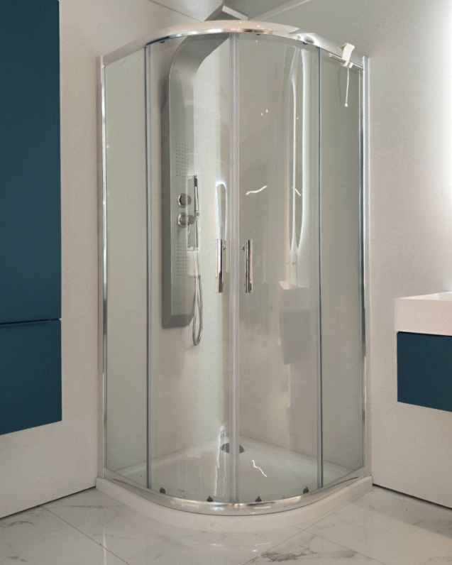 Box doccia semicircolare cm 80x80 vetro temperato 6 mm