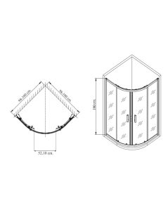 Box doccia semicircolare cristallo temperato 6 mm, cm.100x100