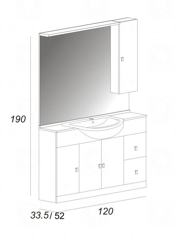 Inda - Mobile bagno 2 cassetti L.80 con lavabo in appoggio / Bianco