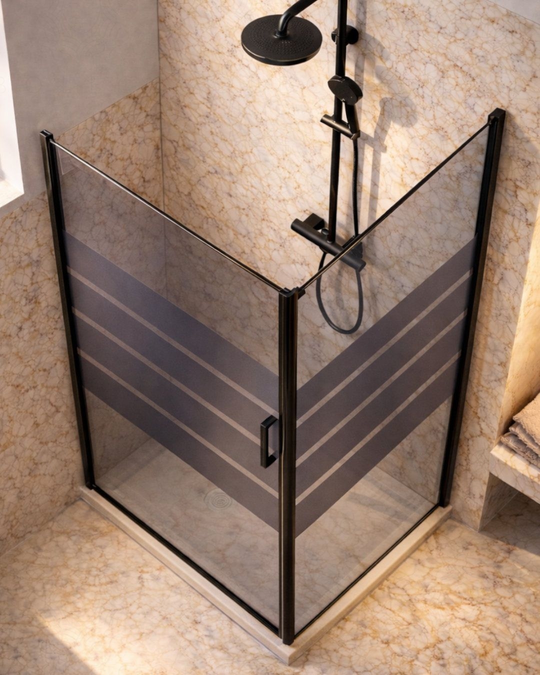 Morsetto Per Vetro In Ottone A Forma Di U Per Docce Bagno, Spessore Vetro 8-12 Mm, Colore Nero, Design Quadrato