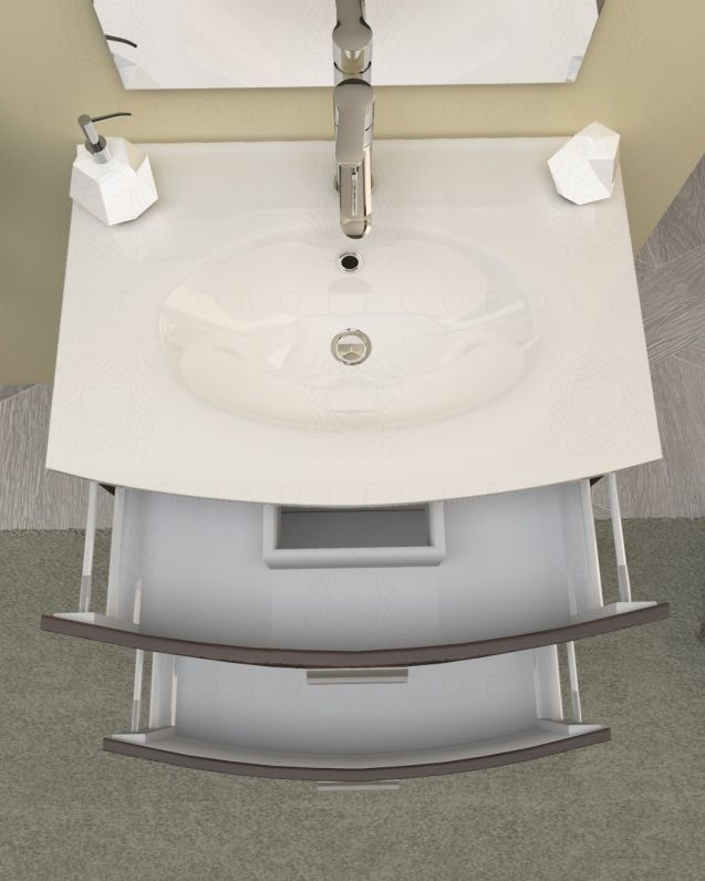 Mobile bagno sospeso Flavia rovere moro, cm.74 completo di Mobile bagno sospeso Flavia rovere moro, cm.74 completo di