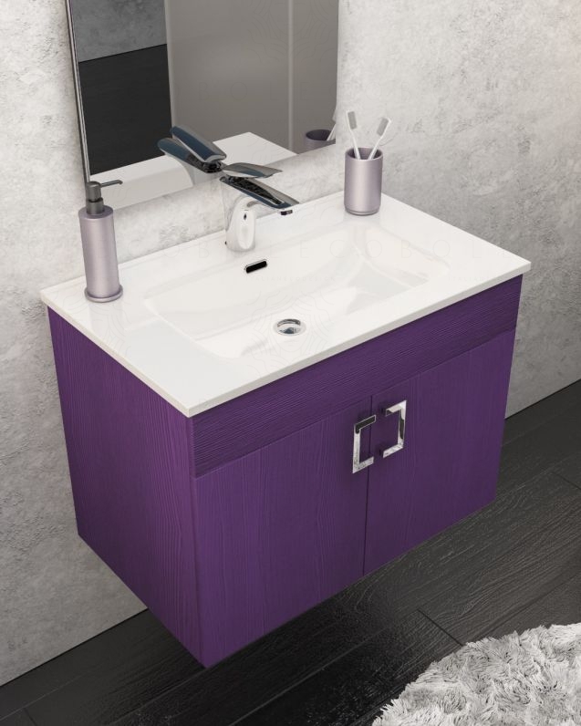 Mobile bagno sospeso Viola cm.74 completo di specchio Mobile bagno sospeso Viola cm.74 completo di specchio