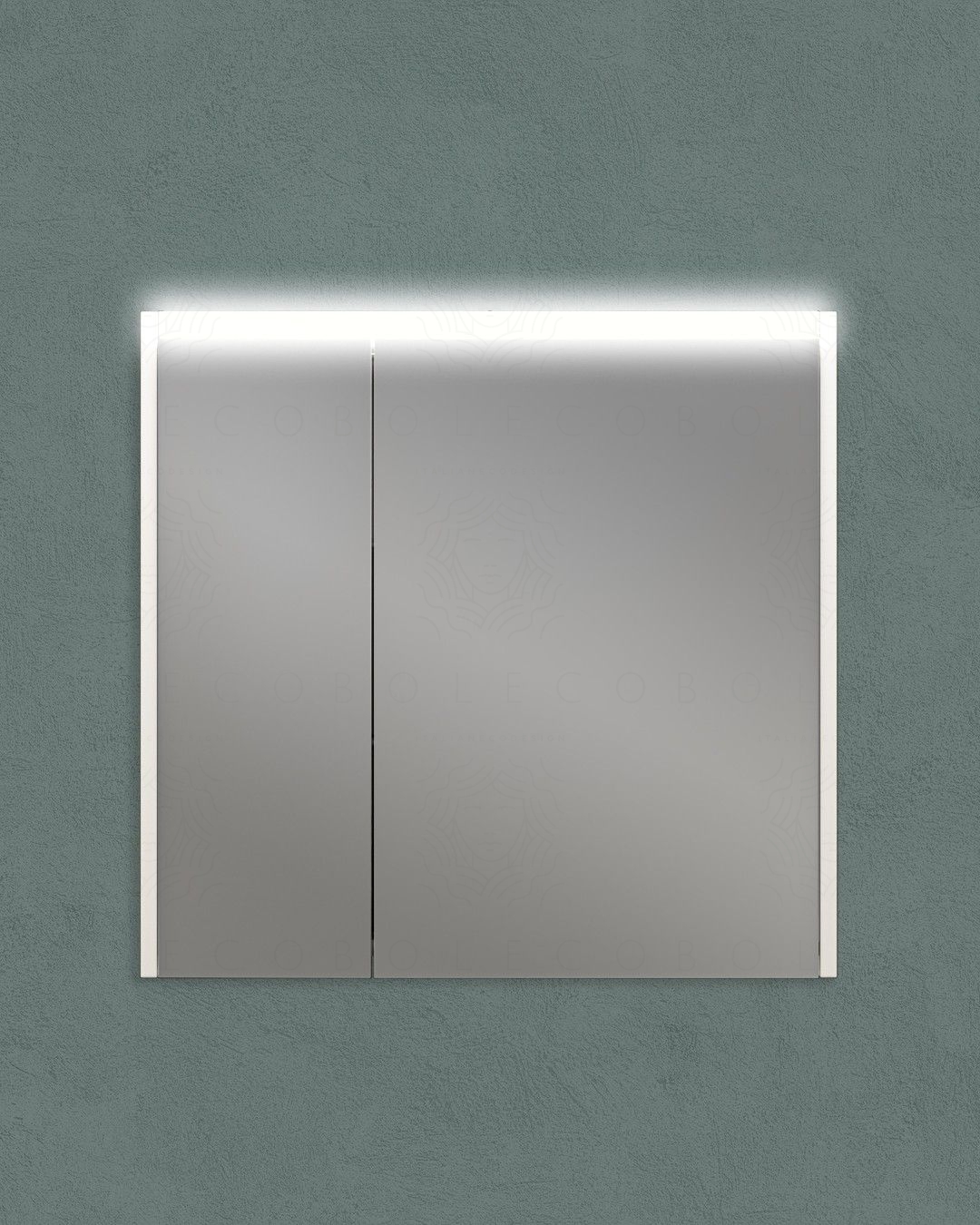 Specchio contenitore con presa ed interruttore, cm.70x67