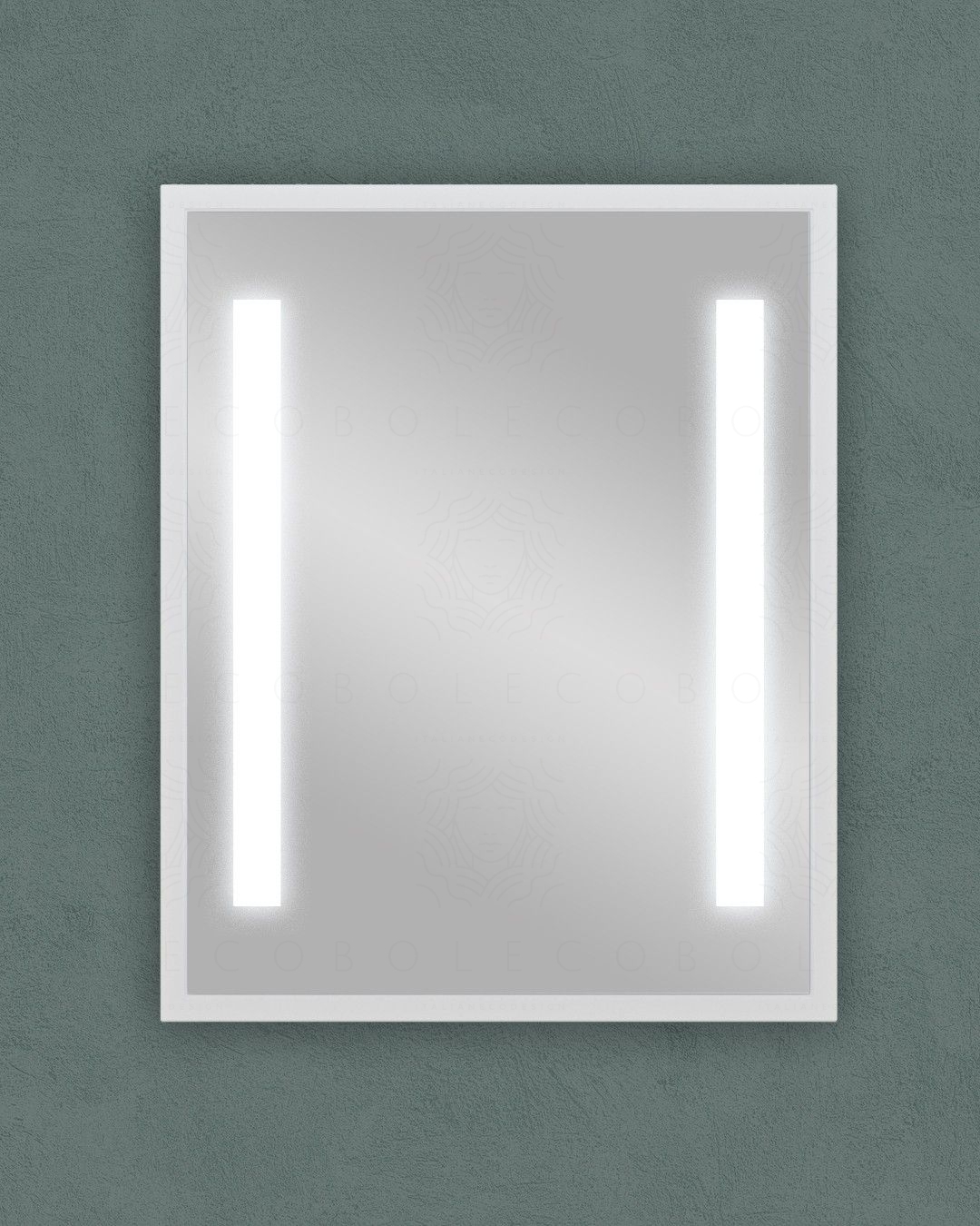 Specchio led bianco opaco con anti-appannamento, cm.73x90 Specchio led bianco opaco con anti-appannamento, cm.73x90