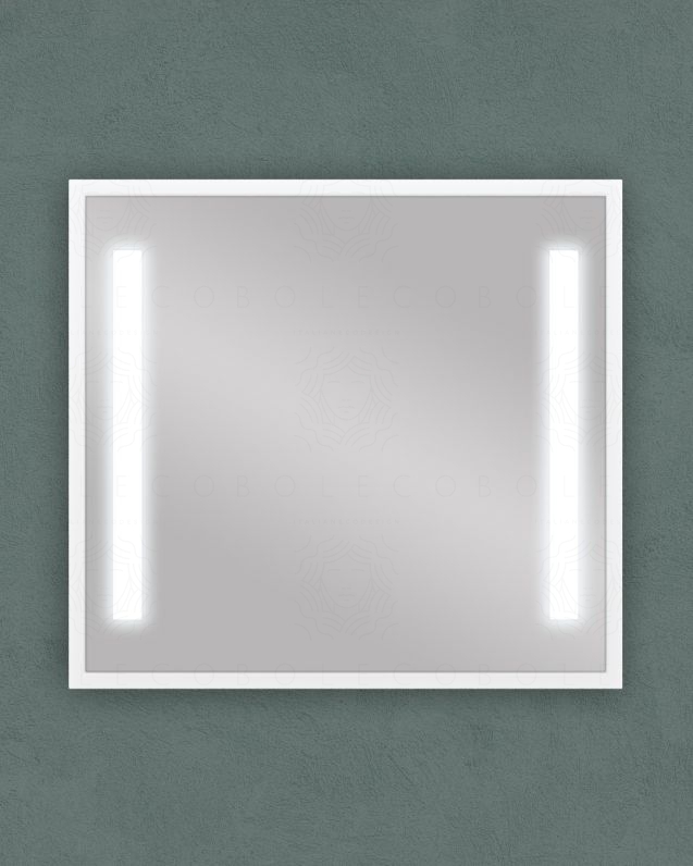 Specchio led bianco opaco con anti-appannamento, cm.98x90 Specchio led bianco opaco con anti-appannamento, cm.98x90