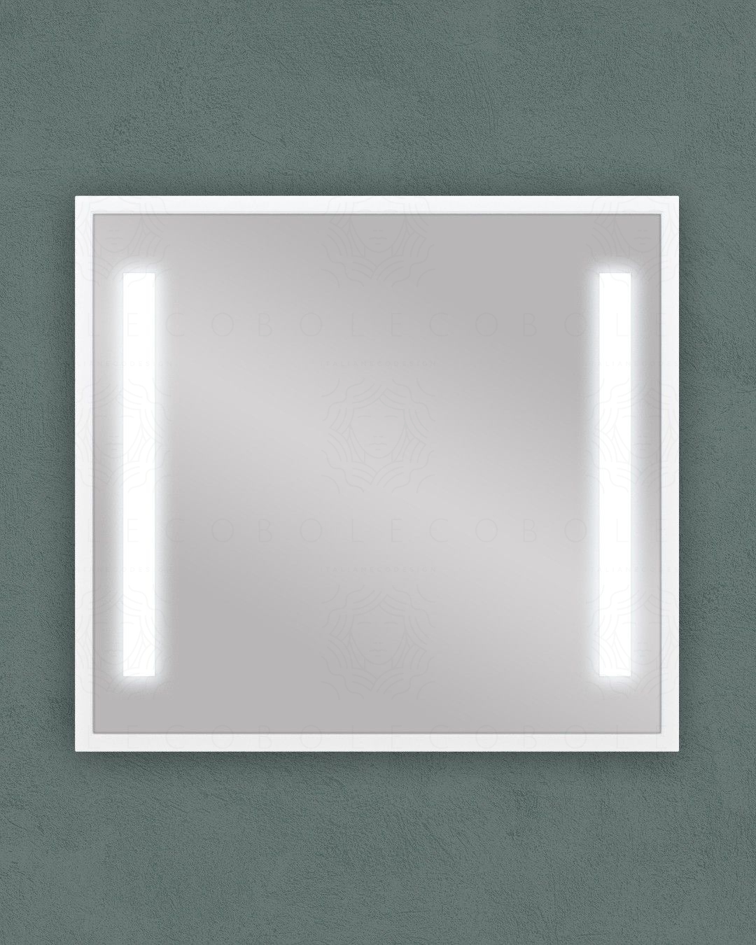 Specchio led bianco opaco con anti-appannamento, cm.98x90 Specchio led bianco opaco con anti-appannamento, cm.98x90