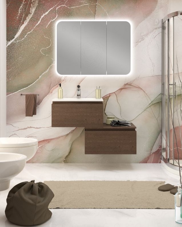 Mobile bagno sospeso Giava con cassettiera, cm.90 e specchio