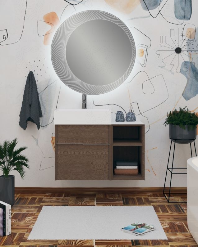 Mobile bagno sospeso Diadema cm.80 con specchio led