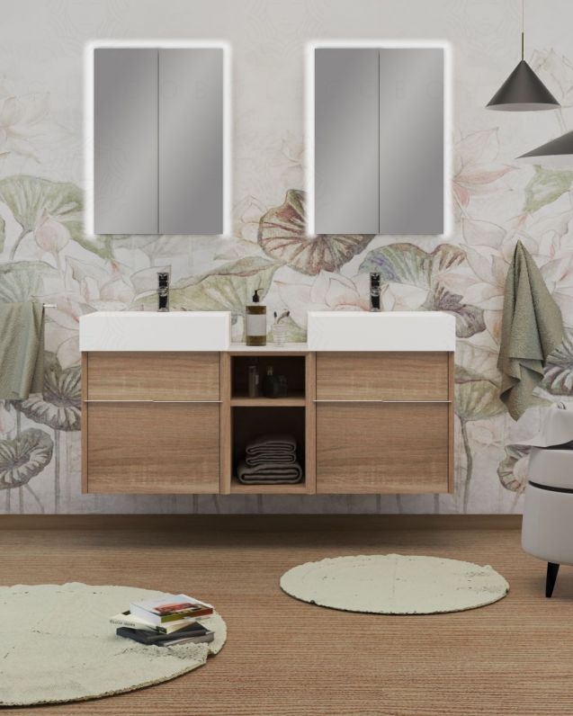 Mobile bagno sospeso Diadema cm.130 con specchi contenitore led Mobile bagno sospeso Diadema cm.130 con specchi contenitore led