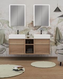 Mobile bagno sospeso Diadema cm.130 con specchi contenitore led