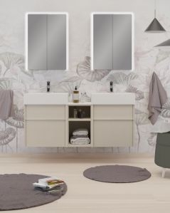 Mobile bagno sospeso Diadema cm.130 con specchi contenitore led