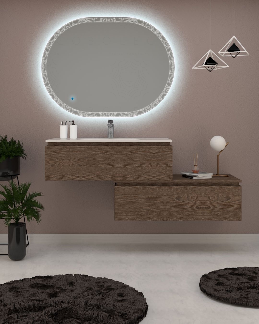 Mobile bagno sospeso Giava con cassettiera, cm.150 Mobile bagno sospeso Giava con cassettiera, cm.150
