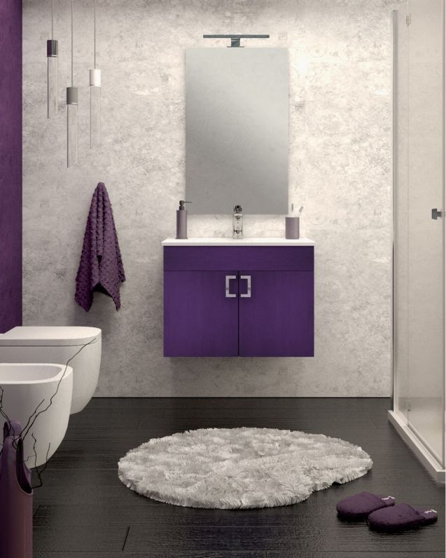 Mobile bagno sospeso Viola cm.74 completo di specchio Mobile bagno sospeso Viola cm.74 completo di specchio