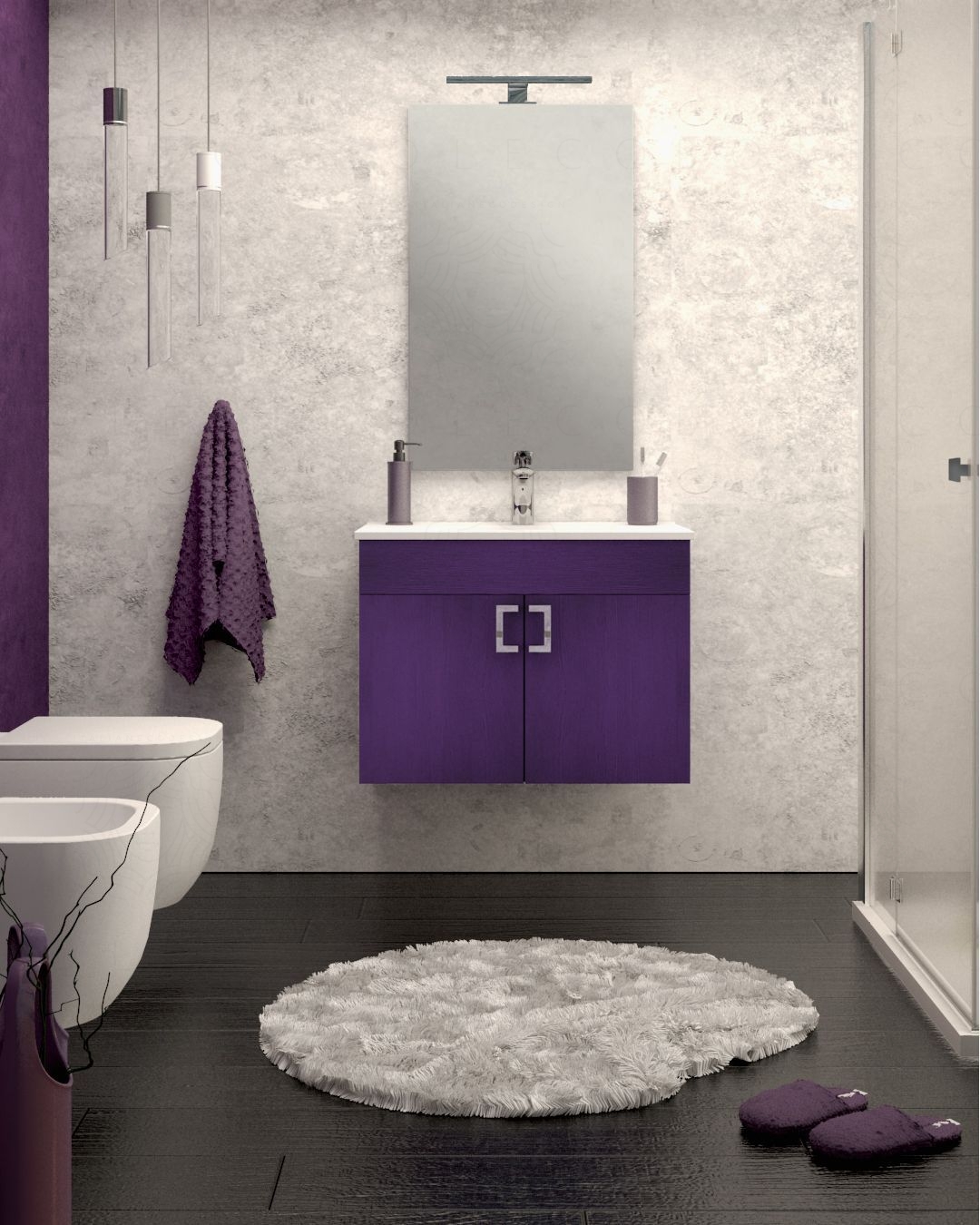 Mobile bagno sospeso Viola cm.74 completo di specchio Mobile bagno sospeso Viola cm.74 completo di specchio