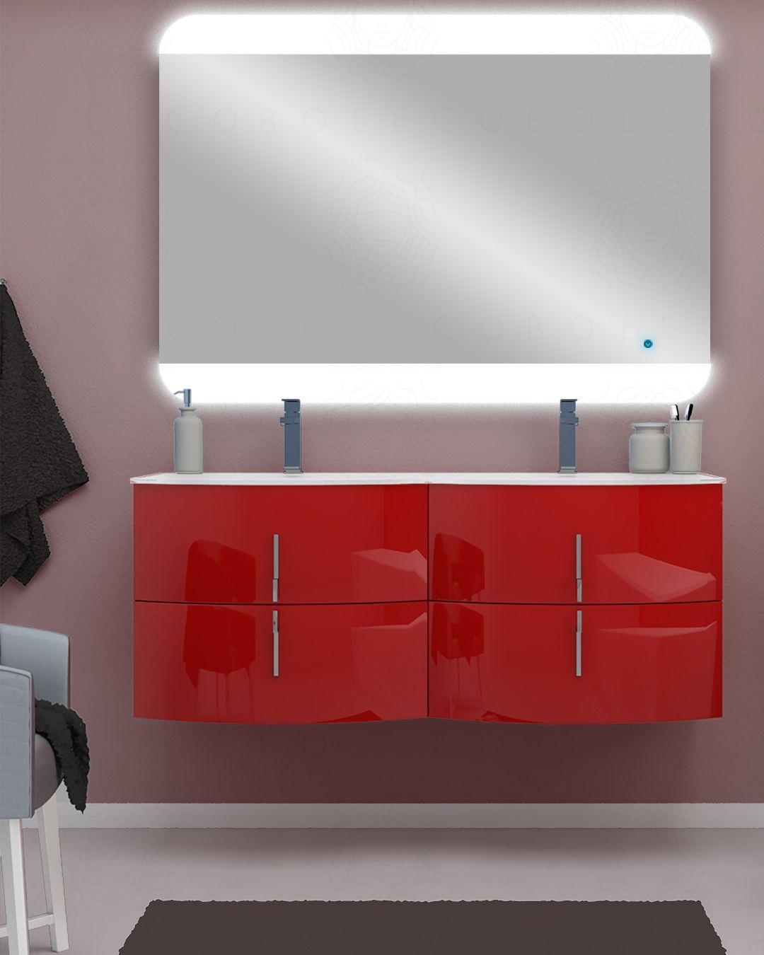 Mobile bagno sospeso Jane, curvo, cm.138 Mobile bagno sospeso Jane, curvo, cm.138