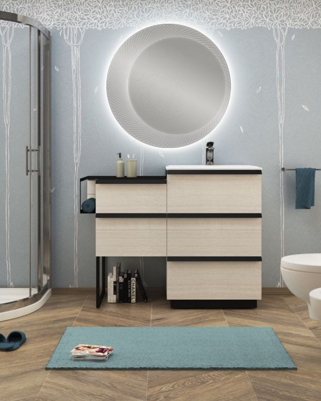 Mobile bagno a terra Ghibli cm.115 con specchio led