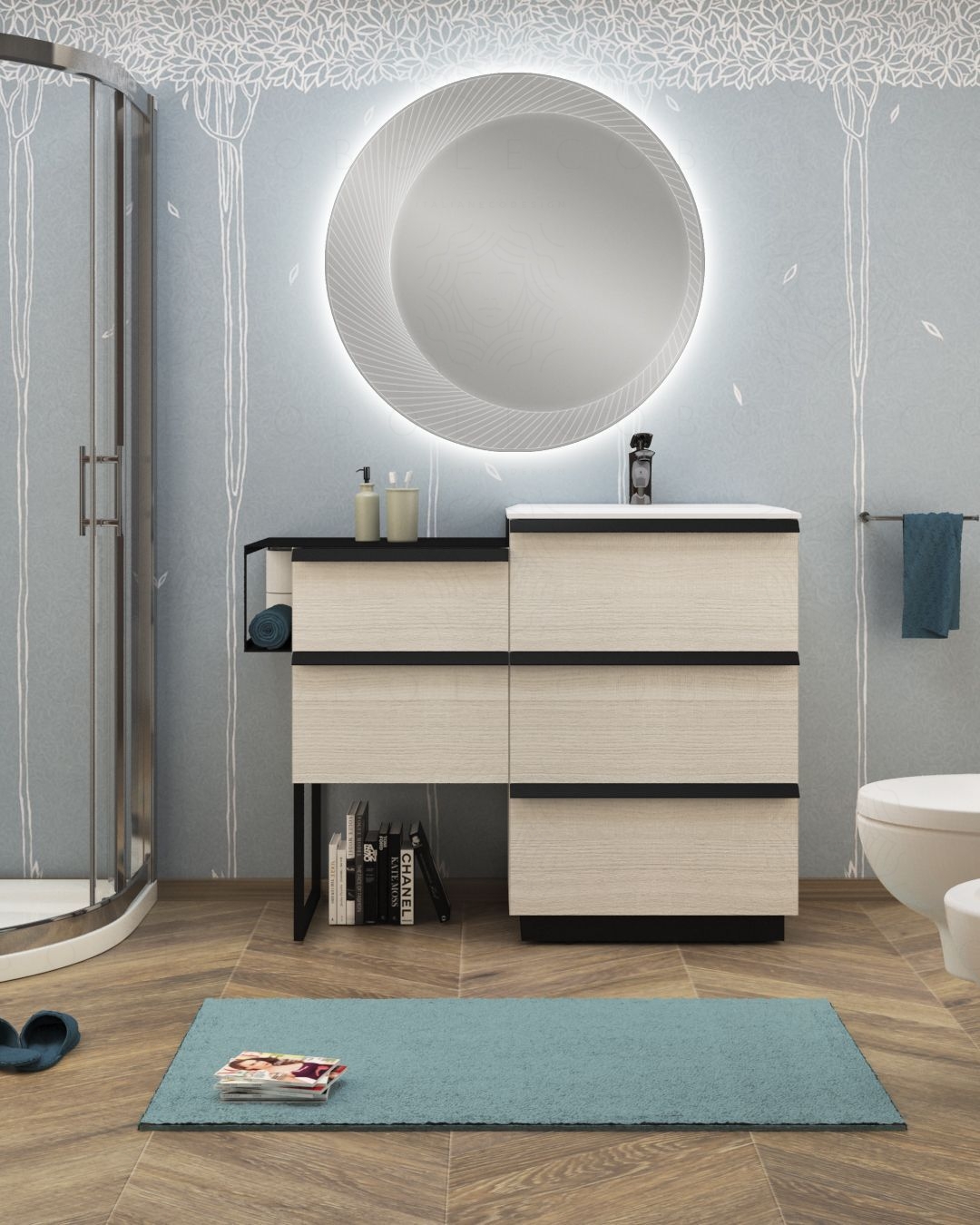 Mobile bagno a terra Ghibli cm.115 con specchio led Mobile bagno a terra Ghibli cm.115 con specchio led