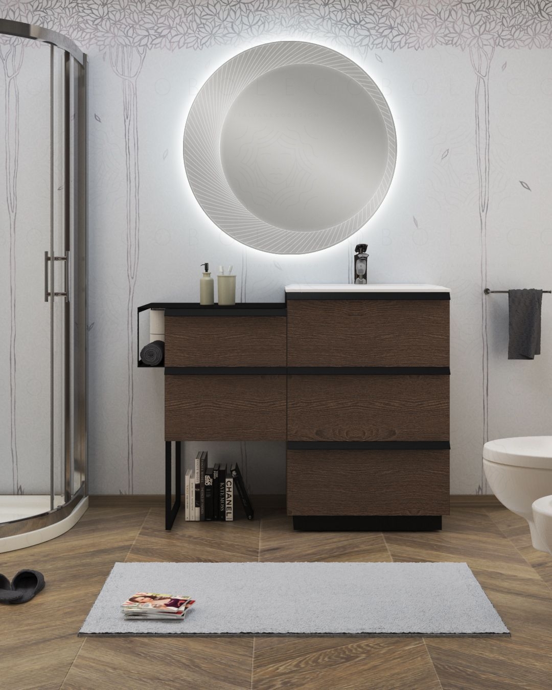 Mobile bagno a terra Ghibli cm.115 con specchio led Mobile bagno a terra Ghibli cm.115 con specchio led