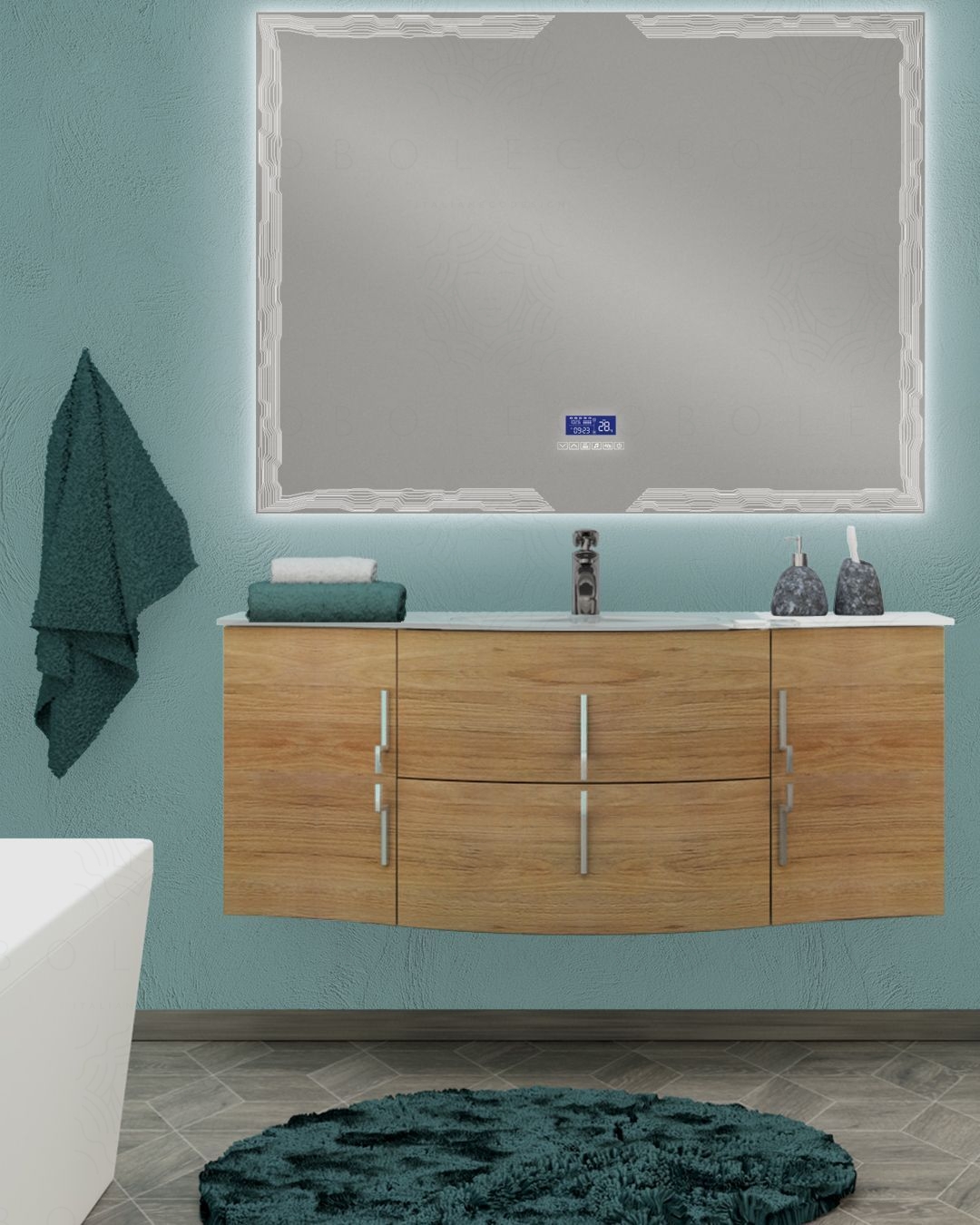 Mobile bagno sospeso Jane, curvo, cm.138 Mobile bagno sospeso Jane, curvo, cm.138