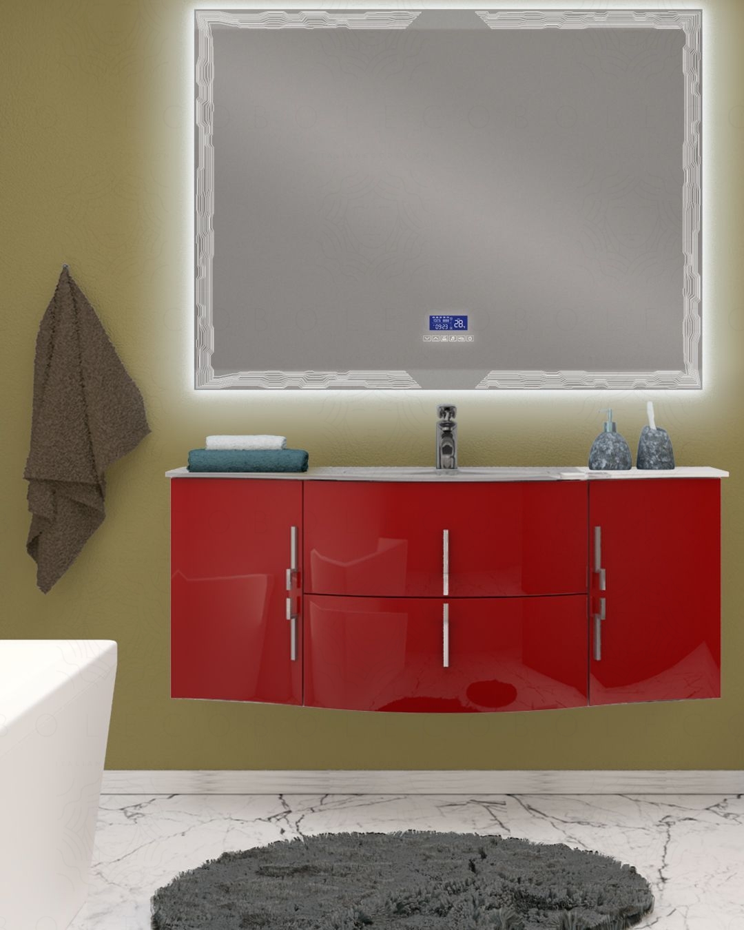 Mobile bagno sospeso Jane, curvo, cm.138 Mobile bagno sospeso Jane, curvo, cm.138