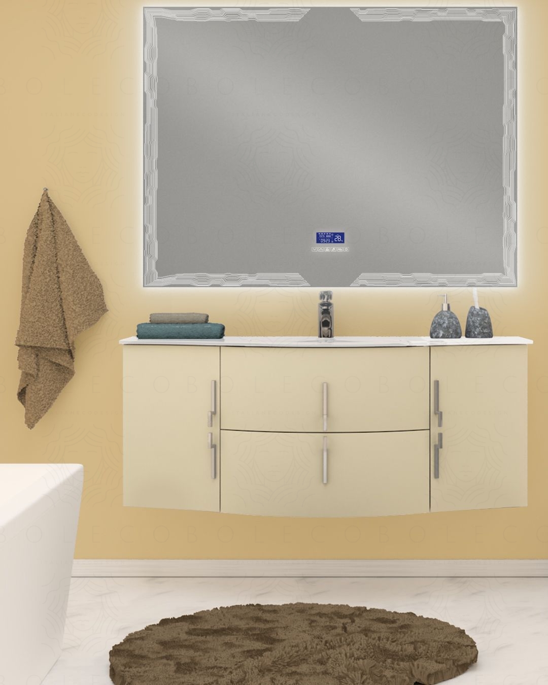 Mobile bagno sospeso Jane, curvo, cm.138 Mobile bagno sospeso Jane, curvo, cm.138