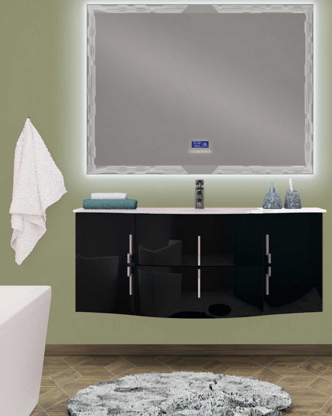 Mobile bagno sospeso Jane, curvo, cm.138 Mobile bagno sospeso Jane, curvo, cm.138
