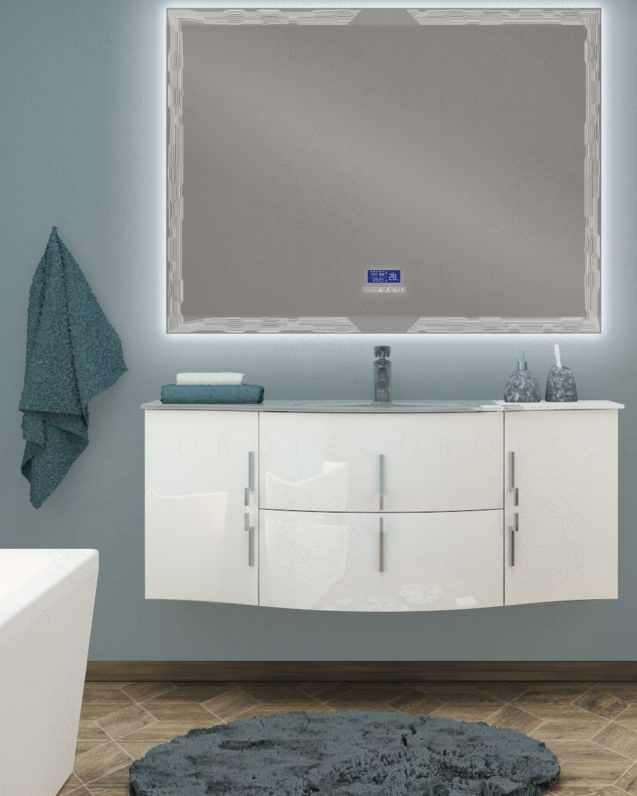 Mobile bagno sospeso Jane, curvo, cm.138 Mobile bagno sospeso Jane, curvo, cm.138