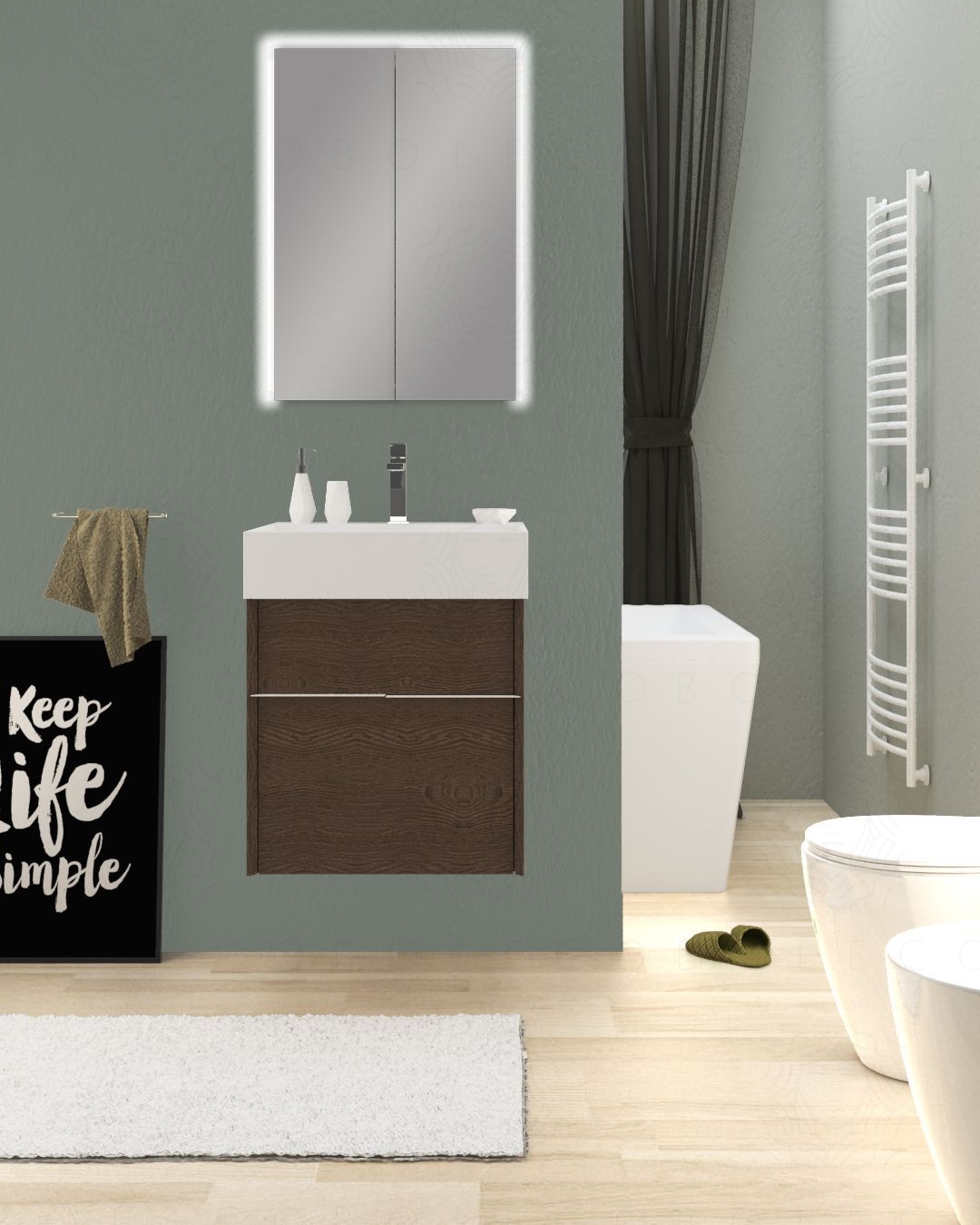 Mobile bagno sospeso Diadema cm.50 con specchio contenitore led Mobile bagno sospeso Diadema cm.50 con specchio contenitore led