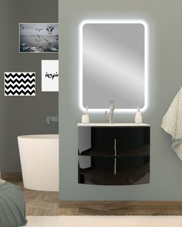 Mobile bagno sospeso Jane, curvo, cm.69 Mobile bagno sospeso Jane, curvo, cm.69