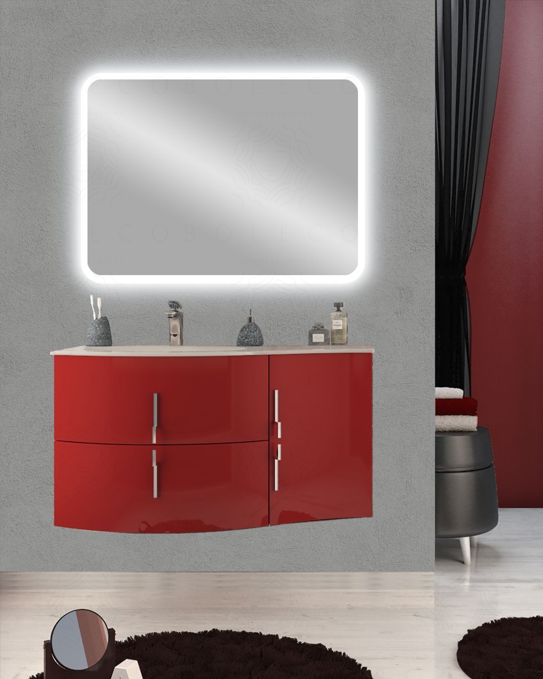 Mobile bagno sospeso Jane, curvo, cm.104 Mobile bagno sospeso Jane, curvo, cm.104