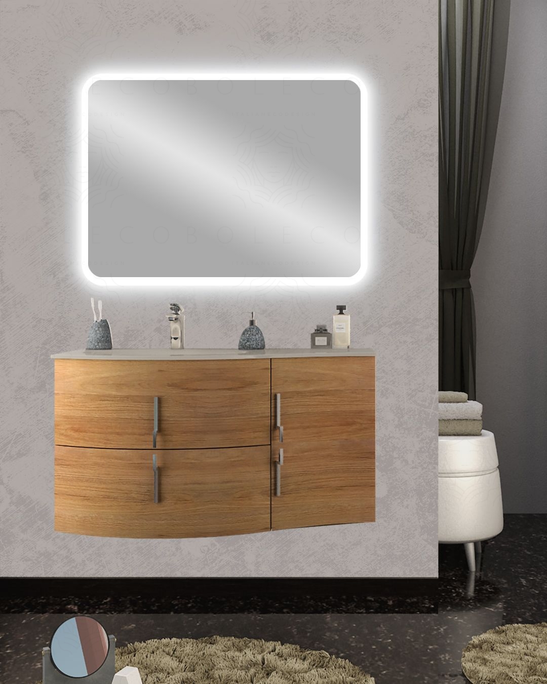 Mobile bagno sospeso Jane, curvo, cm.104 Mobile bagno sospeso Jane, curvo, cm.104