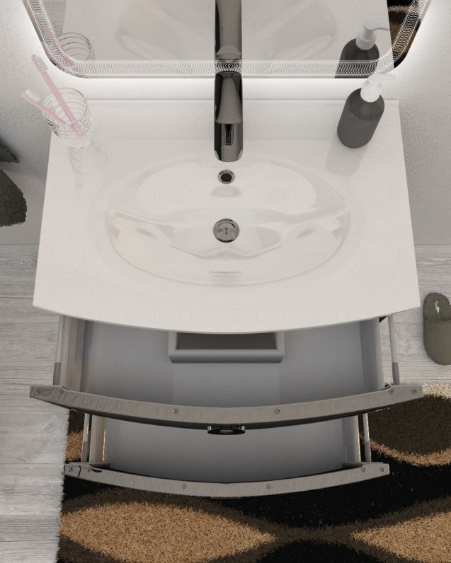 Mobile bagno sospeso Atlanta cm.74 e specchio led Mobile bagno sospeso Atlanta cm.74 e specchio led