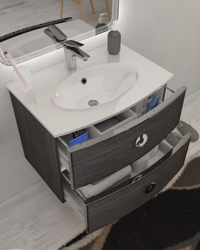 Mobile bagno sospeso Atlanta cm.74 e specchio led Mobile bagno sospeso Atlanta cm.74 e specchio led