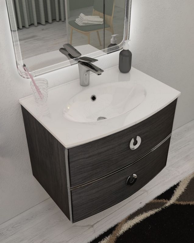 Mobile bagno sospeso Atlanta cm.74 e specchio led Mobile bagno sospeso Atlanta cm.74 e specchio led