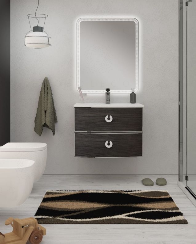 Mobile bagno sospeso Atlanta cm.74 e specchio led Mobile bagno sospeso Atlanta cm.74 e specchio led