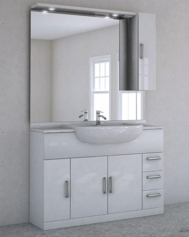 Mobile bagno a terra Eva bianco lucido, cm.120 Mobile bagno a terra Eva bianco lucido, cm.120
