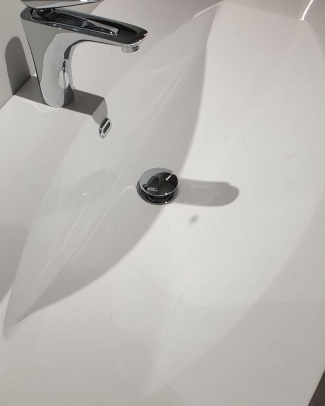 Mobile bagno sospeso Lady, curvo, cm.100 con specchio led Mobile bagno sospeso Lady, curvo, cm.100 con specchio led