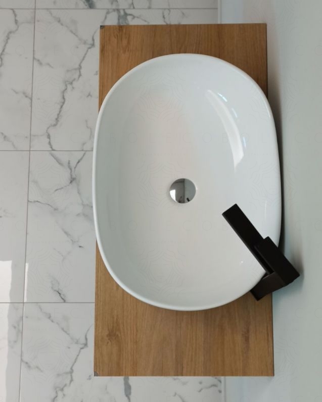 Mensolone bagno cm.90 completo di staffe regolabili e lavabo in