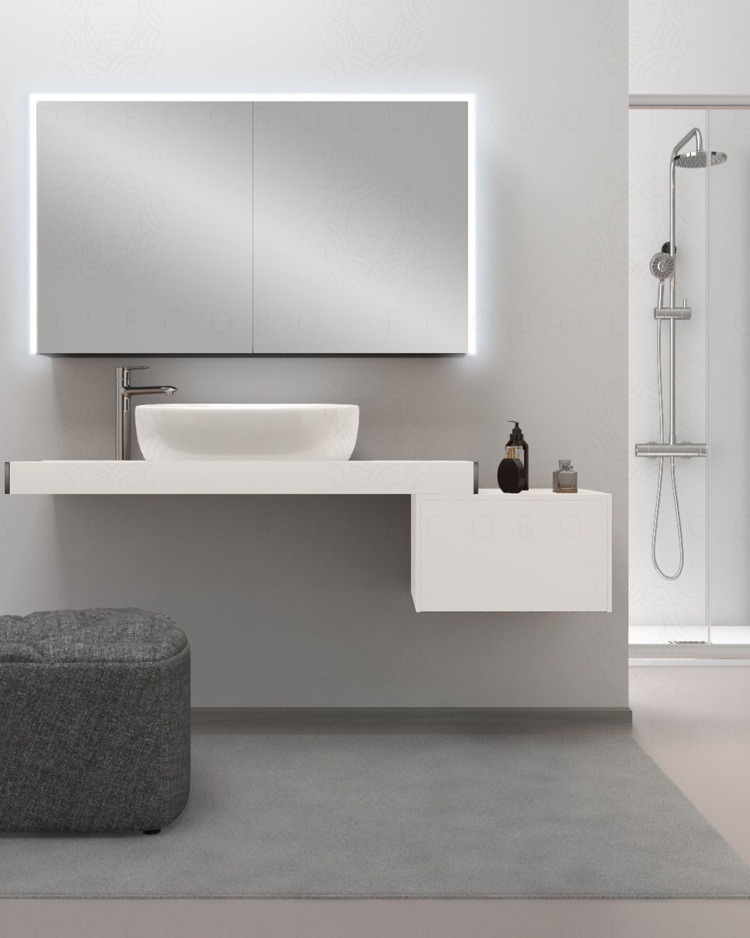 Mensolone bagno da cm.120 a cm.170, completo di staffe Mensolone bagno da cm.120 a cm.170, completo di staffe