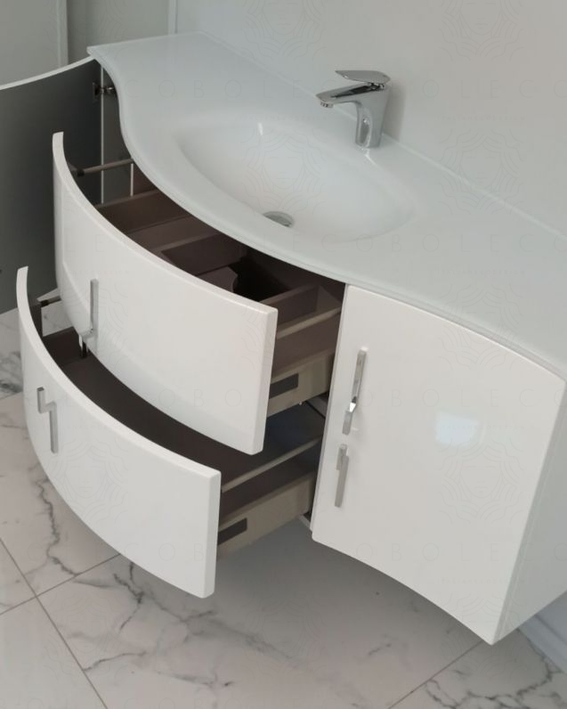 Mobile bagno sospeso Jane, curvo, cm.138 Mobile bagno sospeso Jane, curvo, cm.138