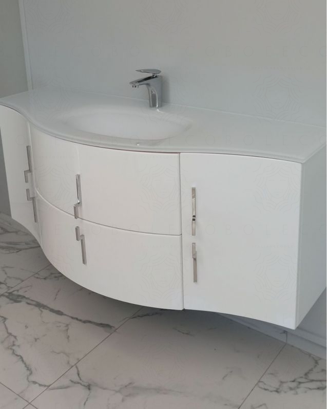 Mobile bagno sospeso Jane, curvo, cm.138 Mobile bagno sospeso Jane, curvo, cm.138