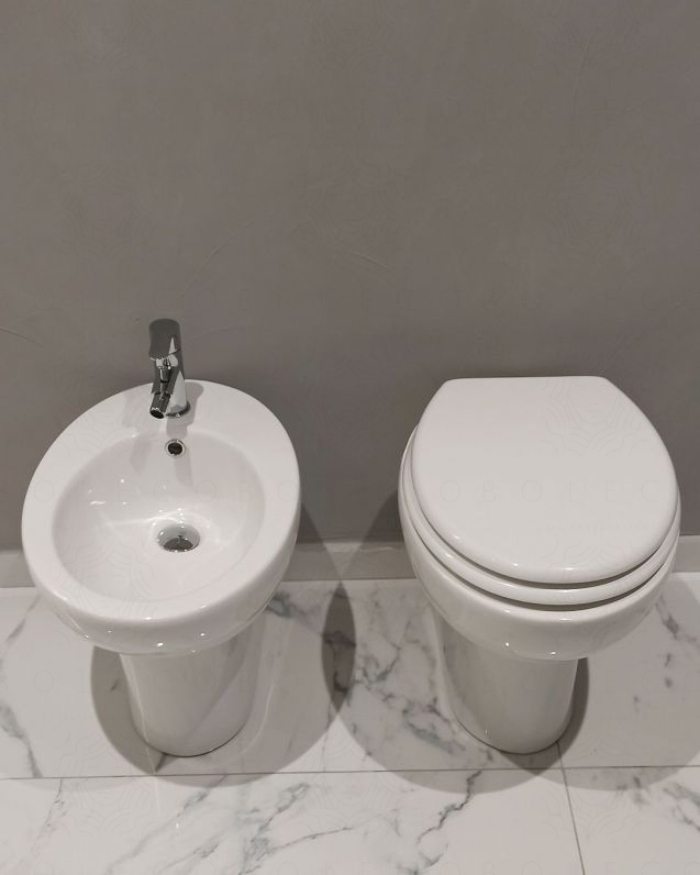 Coppia di sanitari a terra in ceramica Erika Pro, copriwater Coppia di sanitari a terra in ceramica Erika Pro, copriwater