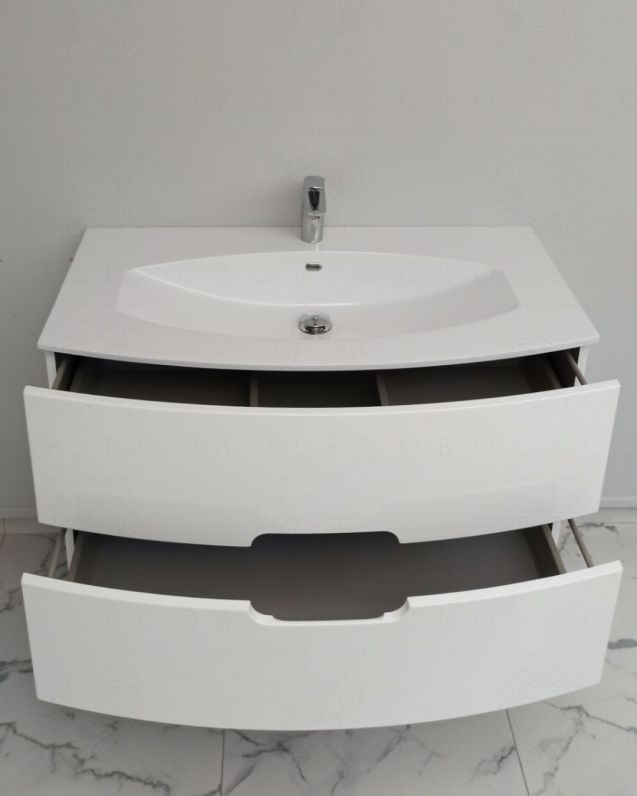 Mobile bagno sospeso Lady, curvo cm.100