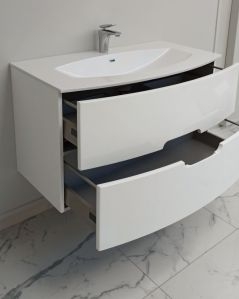 Mobile bagno sospeso Lady, curvo, cm.100 con specchio led